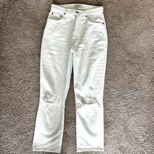 White Abercrombie ultra high rise straight ankle jeans (curve love)